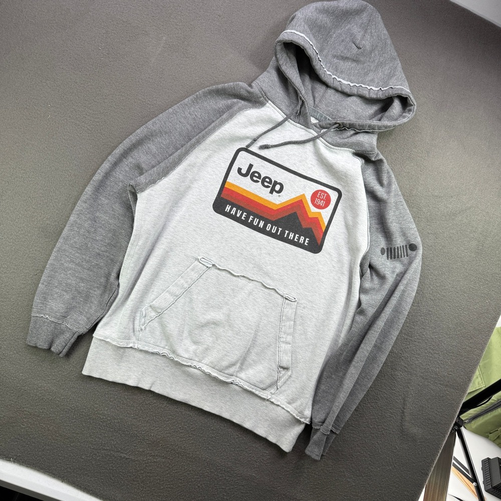 J. America Jeep Hoodie Sweatshirt Unisex S Raglan Retro Graphic Graphic Pullover - Picture 2 of 10